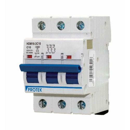 10A 3 Pole 3 Module 'C' Curve 10kA HDMCB HDMCB-3C10